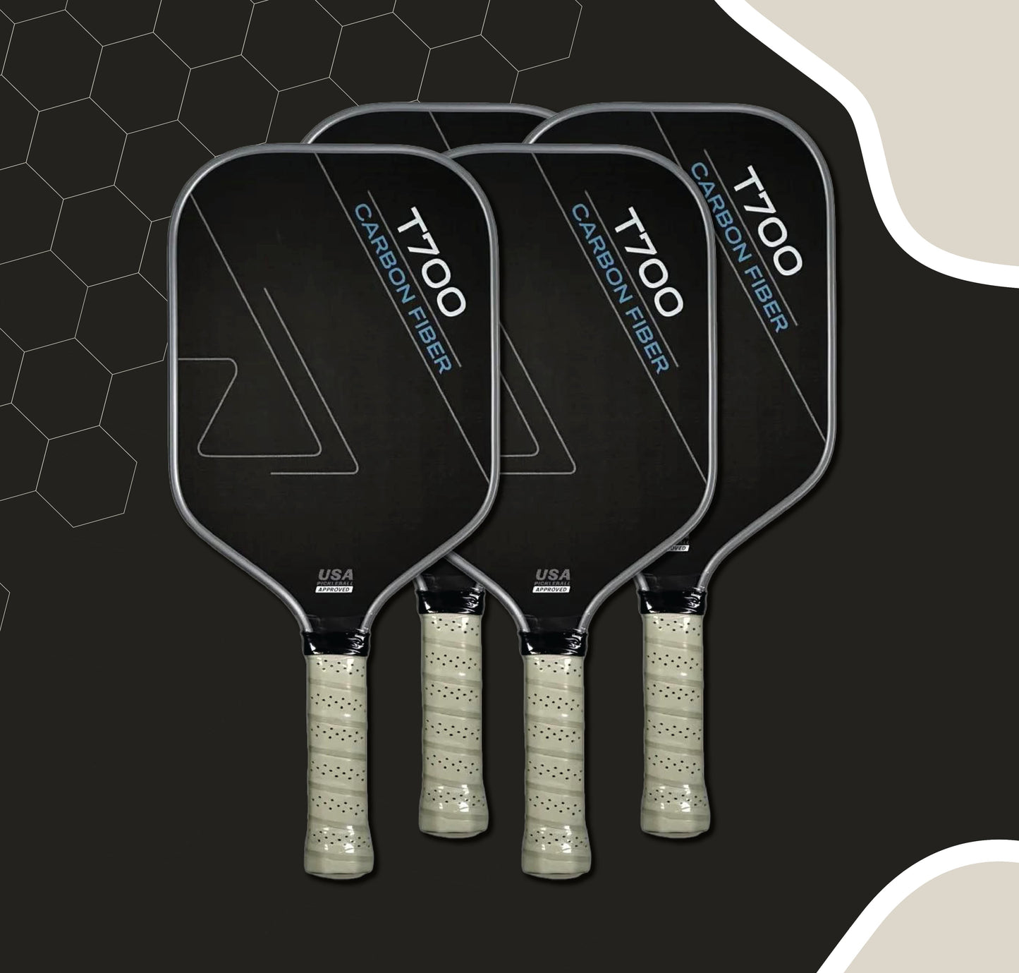 T700 Raw Carbon Fiber Pickleball Paddle - 16"x7.75"